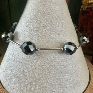 Sterling Silver & Hematite Faceted Bead Bracelet